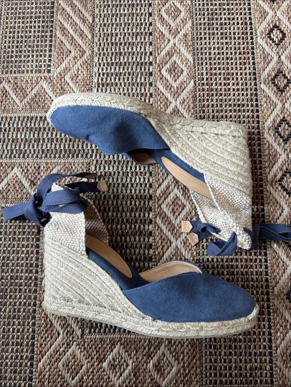 CASTANER Chiara Wedge Espadrilles Dark Blue Canvas Size 40 (9)